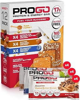 ProGo Protein Bars | High Protein Energy Bars | Protein Bars Variety Pack (12-Pack)