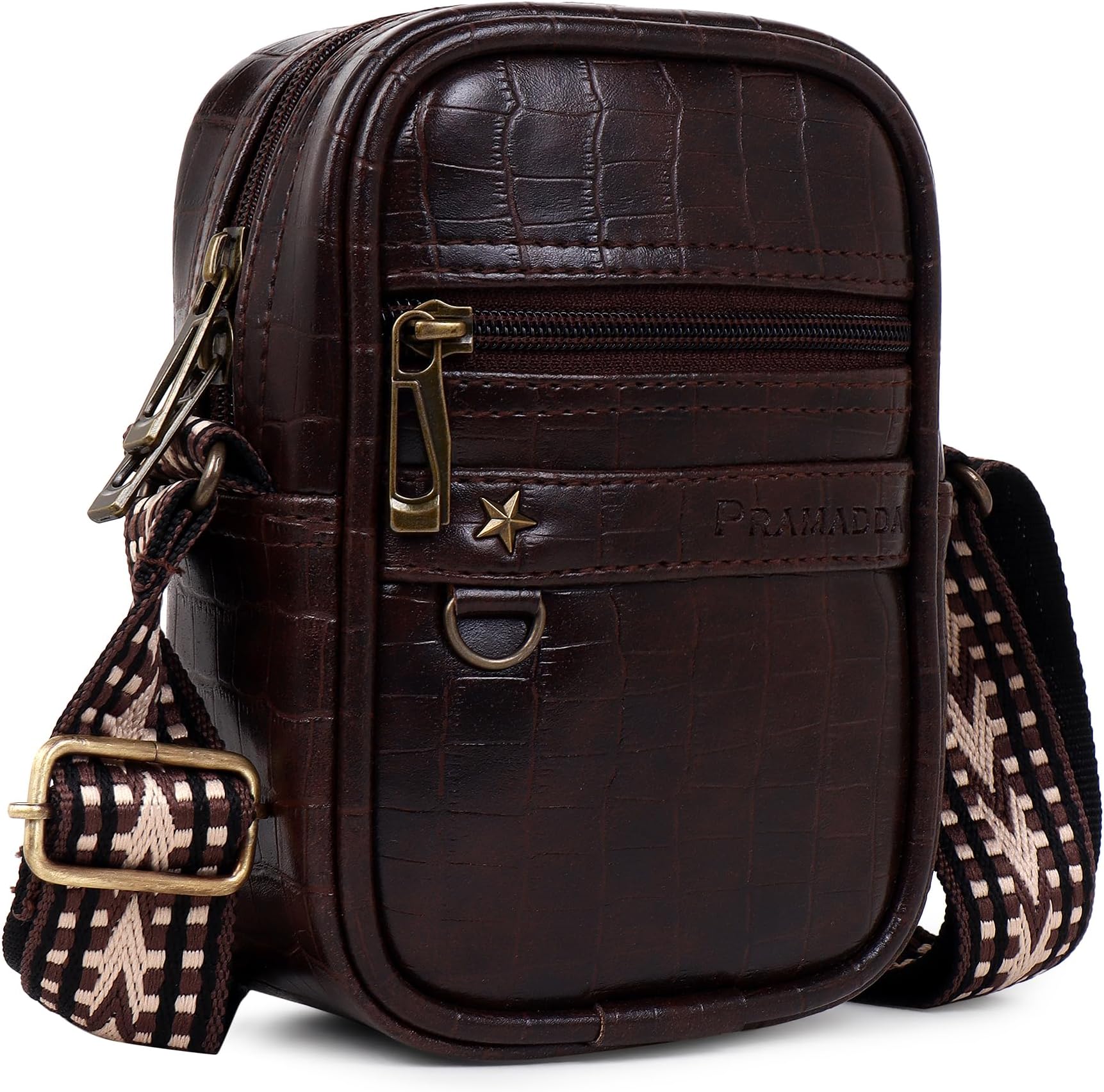 Pramadda Pure Luxury Gloss Leather Small Sling Bag for Men | Chest Slinger bag | Crossbody Bag| Side Bag Men | Mini Leather Slings | Corporate Gift Item | Passport Sling.