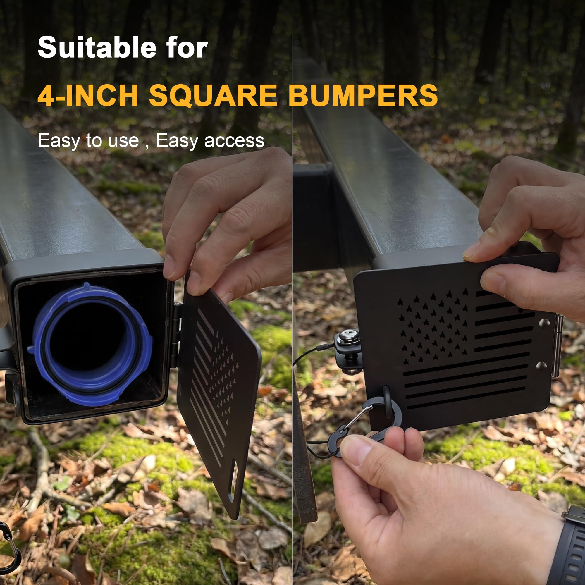 Paquete de 2 tapas de aluminio para parachoques de caravana, se adapta a parachoques cuadrados de 4 pulgadas, fundas de almacenamiento de manguera de alcantarillado con agujeros de ventilación