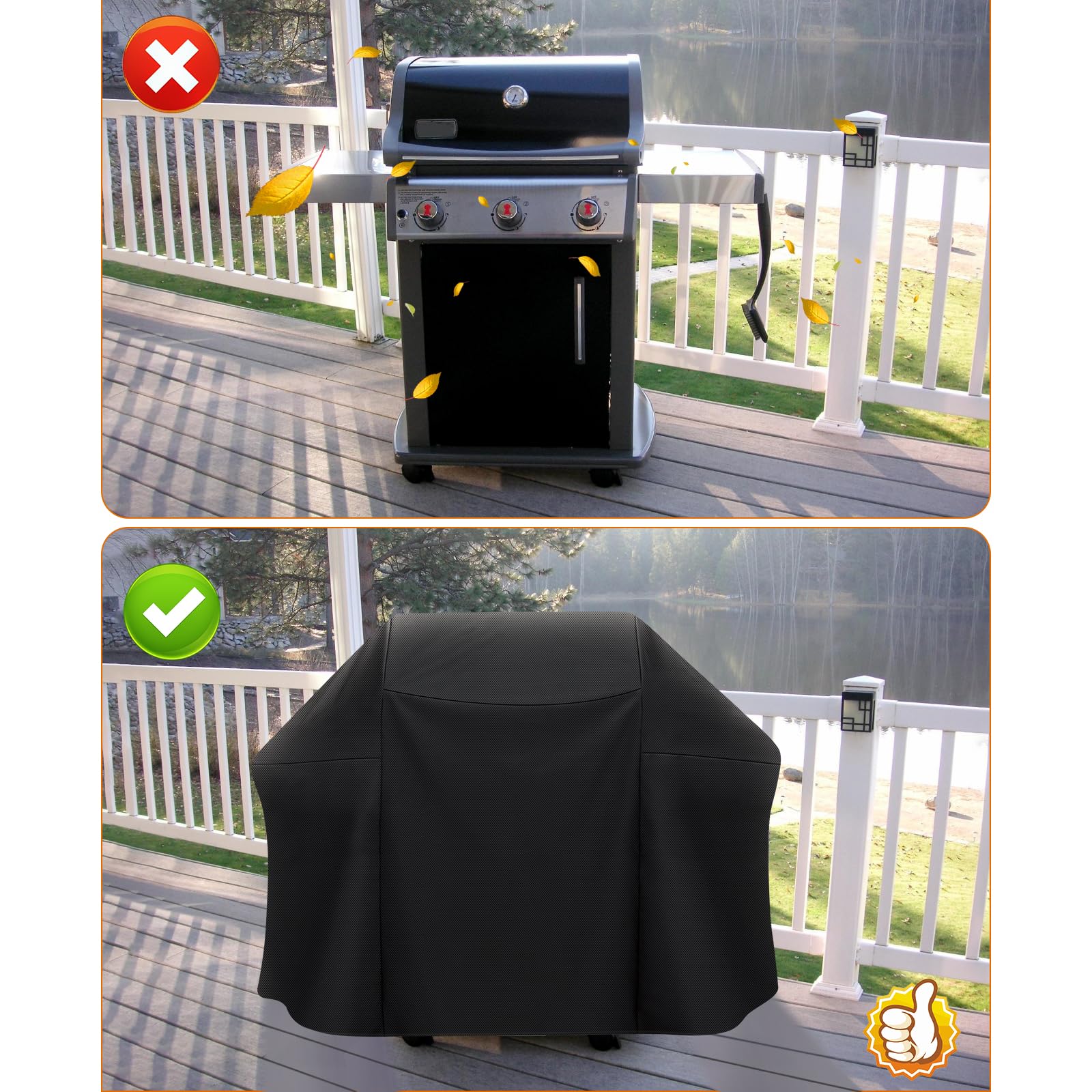 Grillman Premium Copertura per Barbecue, Copertura per Barbecue a Gas per Weber, Brinkmann, Char Broil ETC. Resistente agli Urti, ai Raggi UV e all'Acqua (132 cm, Marrone Chiaro