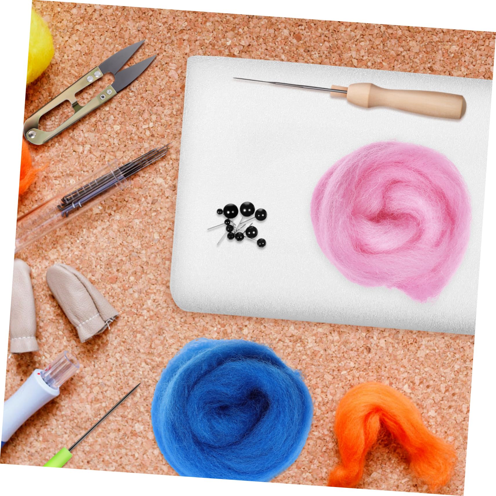 Veemoon 1 Juego Kit de artesanía de fieltro sellado aguja puñetazos puntada equipo kit de bordado de punzón bolas de fieltro kits de para adultos principiantes lana