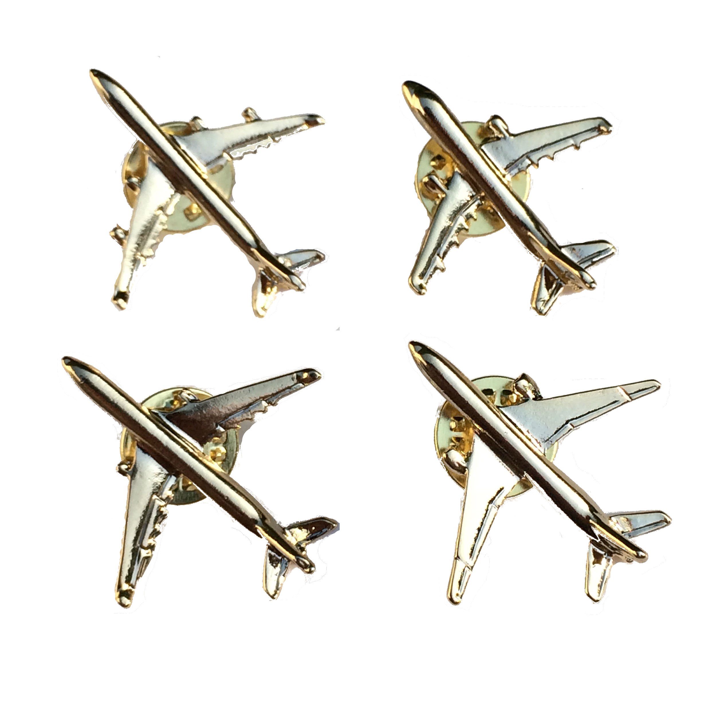 New Airplane Lapel Pin Set of Four: Airbus A321, A330, A340 and Boeing 777 by Goldenflower