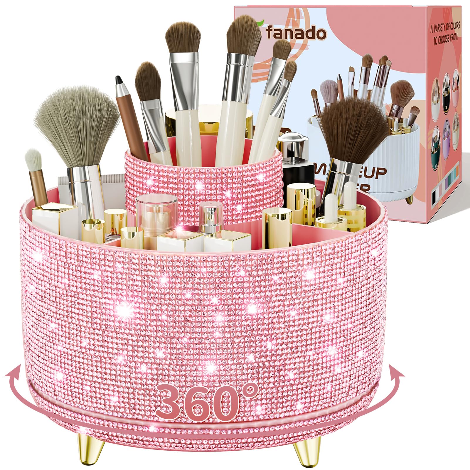 Amazon.com: fanado Bling Diamond Makeup Brush Holder, 360