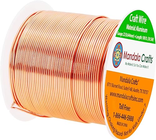 Vista 608 de Mandala Crafts Alambre de aluminio anodizado de calibre 8 para hacer joyas, alambre neutro flexible de color de 128 pies, flexible y flexible