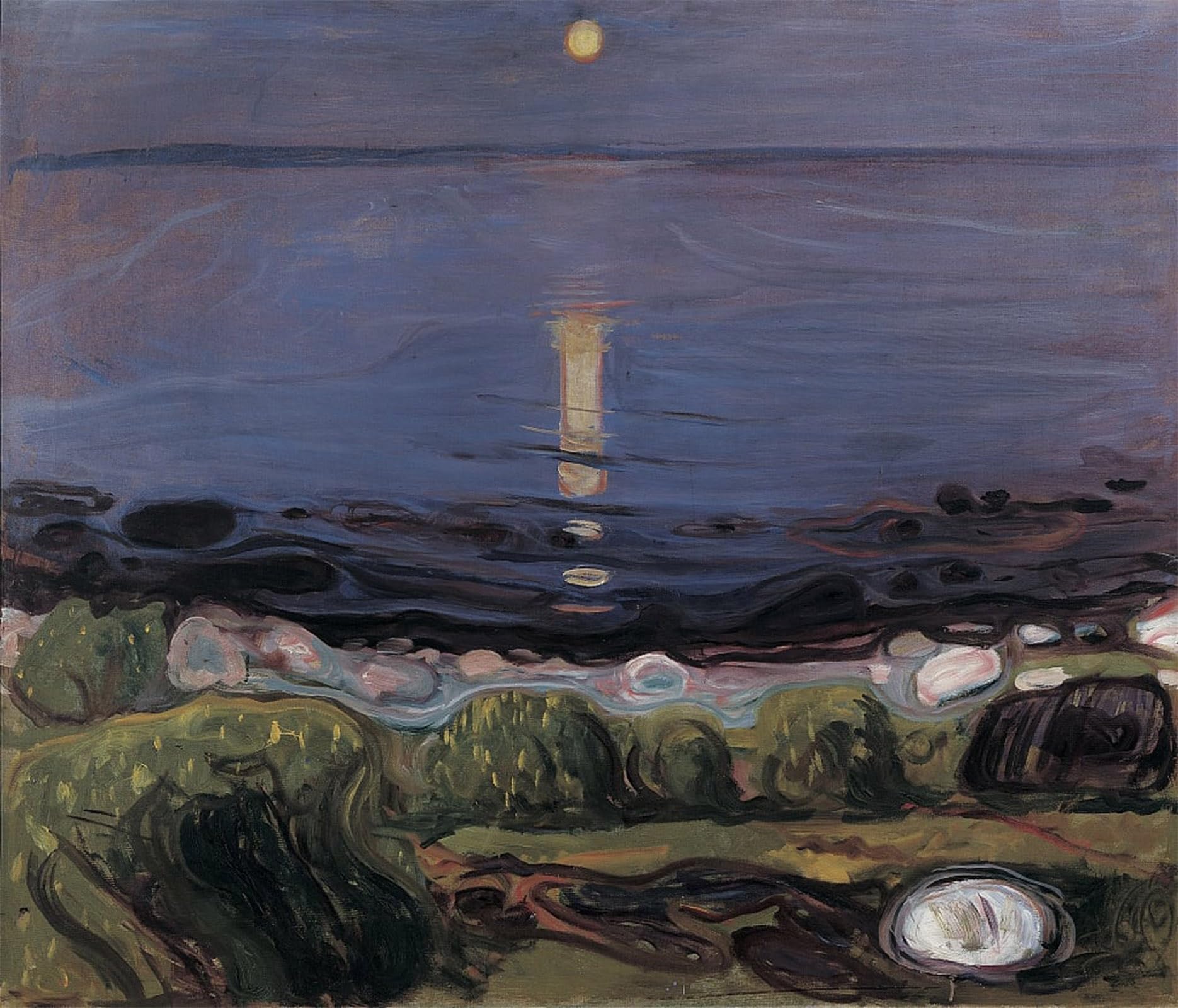 SERENDIPITP Abstract Painting Mural Print Picture Wall Decor Painting Summer Night by the Beach by Edvard Munch Vintage Wall Artwork for Home Decor 60x90cm