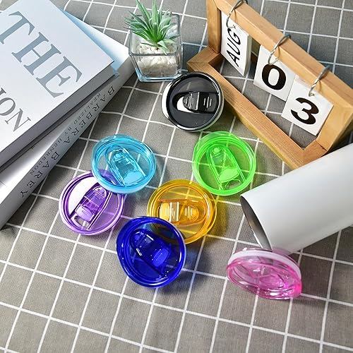 Miniatura 8 de 10 tapas delgadas para vaso de 20 onzas, tapas de repuesto de plástico resistentes a salpicaduras, tapas de silicona a prueba de derrames, tapa