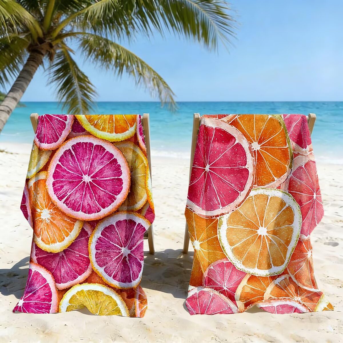 Toalla Playa 80x160 cm, Toalla Gimnasio Microfibra Secado Rapido, Juego de 2 Antiarena Toallas de Playa, Ligera Compacta Toallas Microfibra Grande para Viaje, Regalo Hombre Regalo Mujer (Limón) -4005