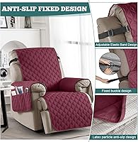 Vista 5 de Ruaozz Funda para silla reclinable 100% impermeable, antideslizante, funda de asiento para silla reclinable, lavable, con correas elásticas para Vino