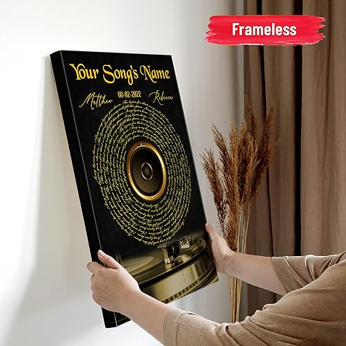Miniatura 4 de H-DEWALL Letras de canciones personalizadas, lienzo enmarcado, regalos para ella, cumpleaños, esposa, obras de arte para dormitorio, lienzo musical