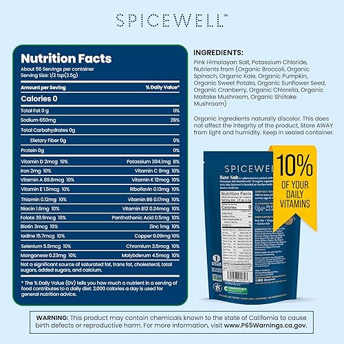 Miniatura 2 de Spicewell Nueva sal (bolsa de 5 onzas) de sal rosa del Himalaya infundida con Ashwagandha y 21 vitaminas y minerales a base de plantas, sal del