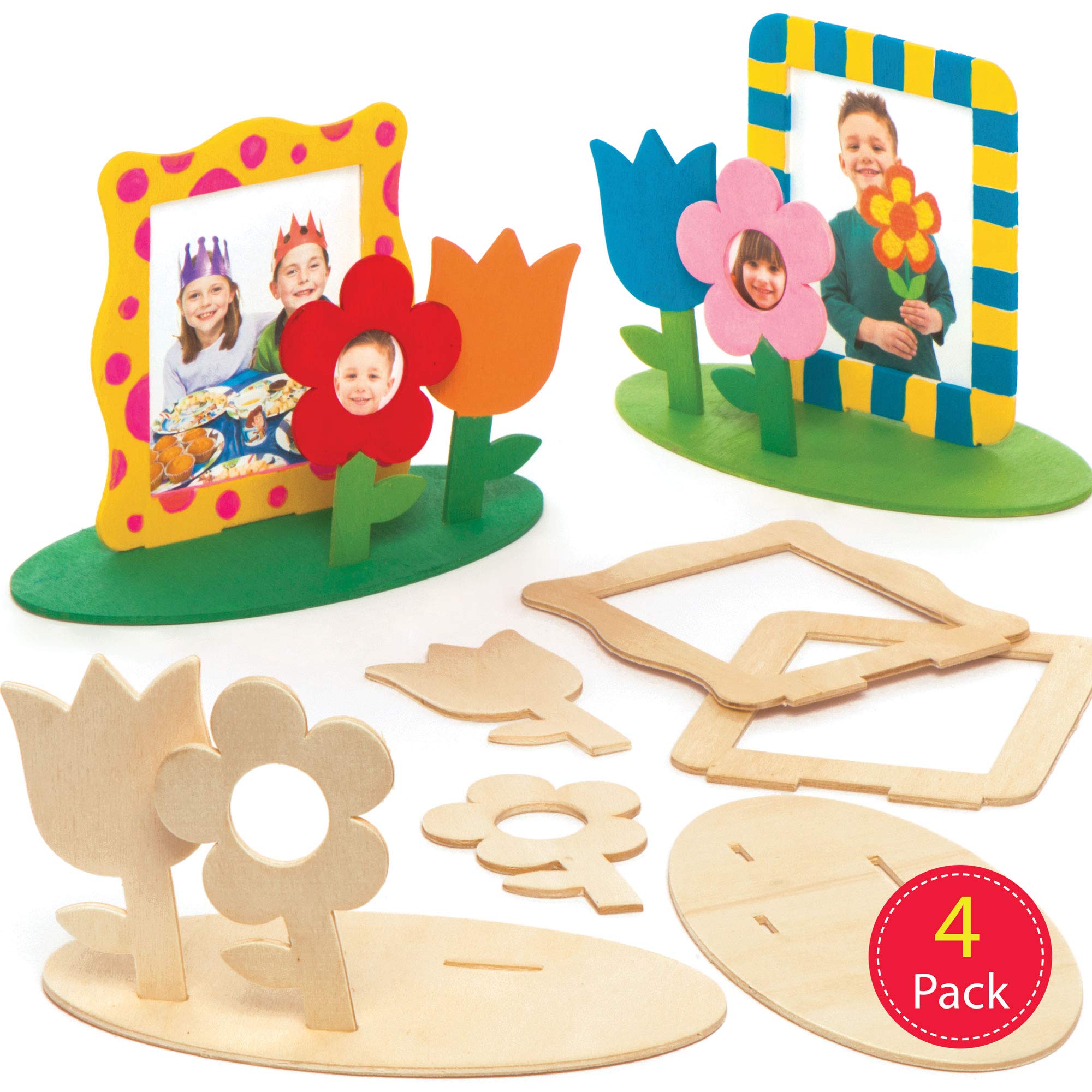 Baker Ross Holz-Bilderrahmen Zum Bemalen – 4er-Set Bastelrahmen Für Kinder, Geschenk Für Geburtstag Oder Muttertag