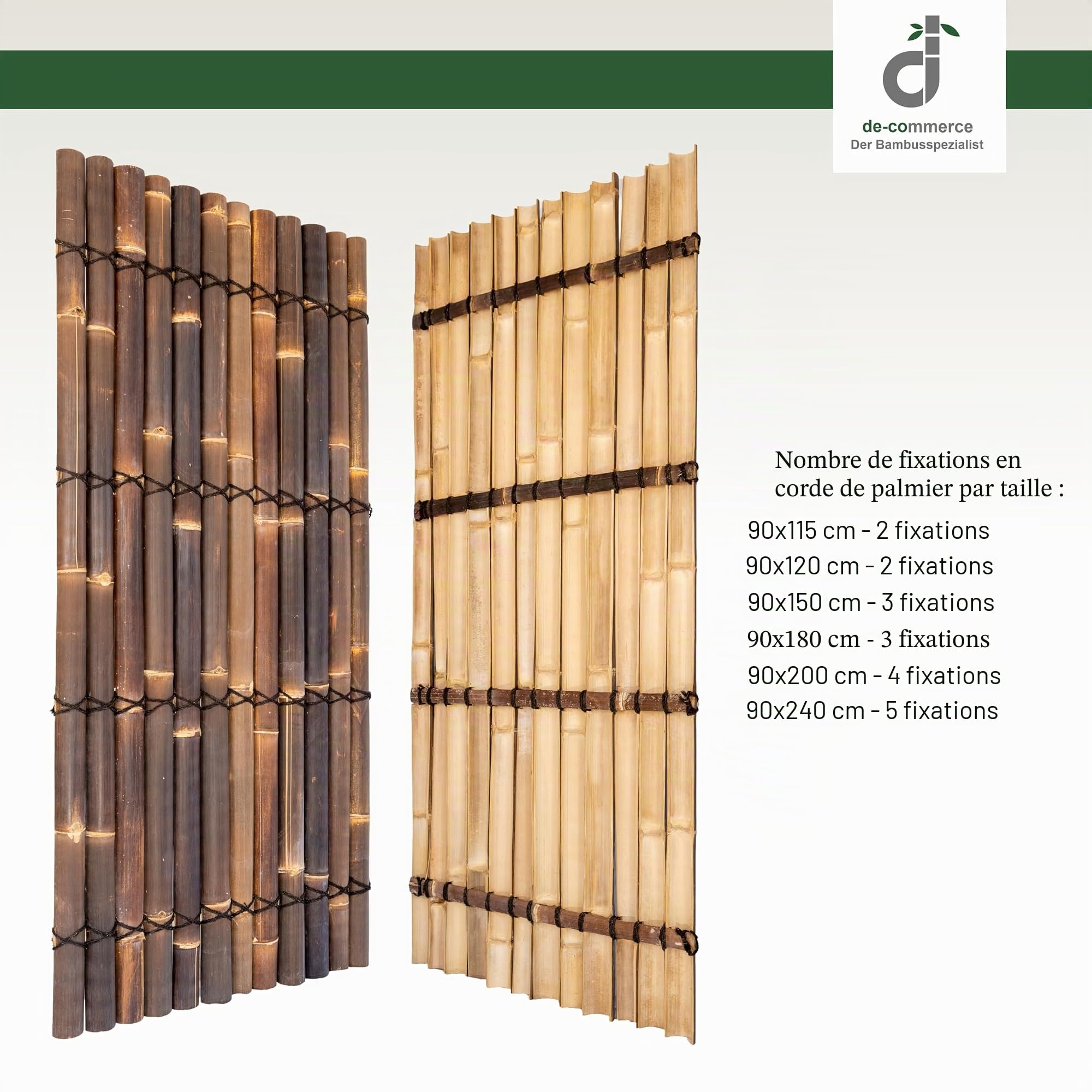 DE-COmmerce Brise-vue en bambou Clôture Brise-vue de jardin Élément de clôture XXL SLIM Nigra (LxH) 90 cm x 180 cm
