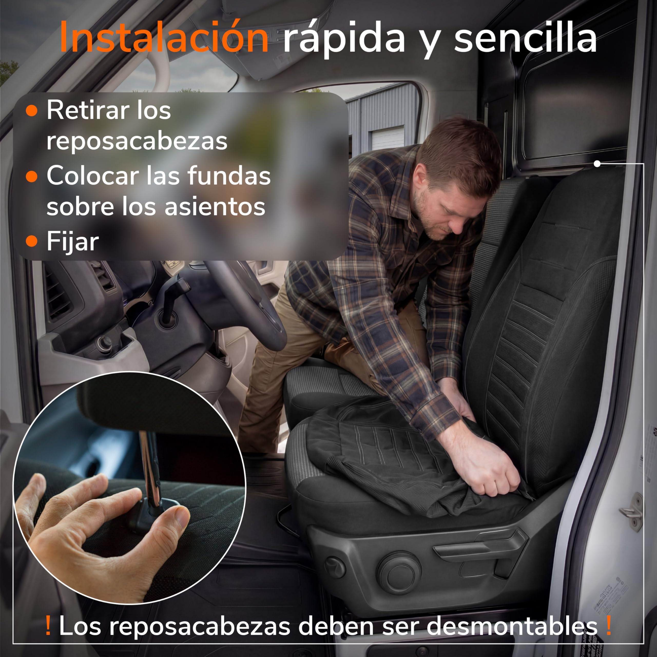 Upgrade4cars Fundas Asientos Delanteros para Furgoneta | Cubiertas Protectoras Universales Van en Negro