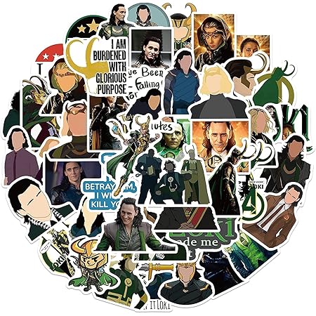 amazon com hidbanissya loki stickers tom hiddleston stickers god of mischief stickers 50pcs vinyl waterproof stickers cute aesthetic distinctive stickers for water bottles flask laptop travel case car skateboard motorcycle bicycle luggage guitar bike