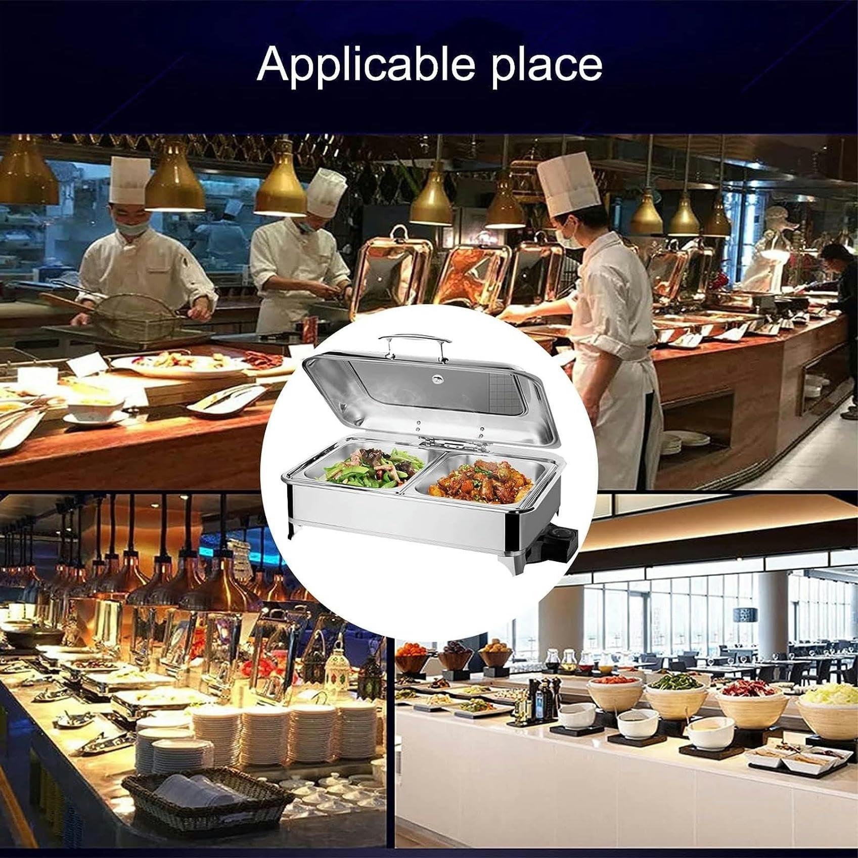 Calentador De Alimentos De 9 litros para Buffet De Fiestas, Calentador Eléctrico con Control De Temperatura, Plato De Acero Inoxidable para Fiestas, Equipo De Buffet para,