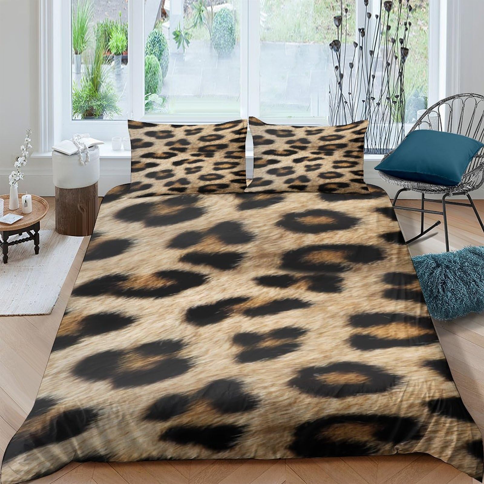 Ctjqhvkz Style-2 3D Printed Leopard Pattern Fitted Sheet Microfiber Soft Animal Skin Mattress Cover For Bedroom Dorm Protection Decor Single（135X200cm）