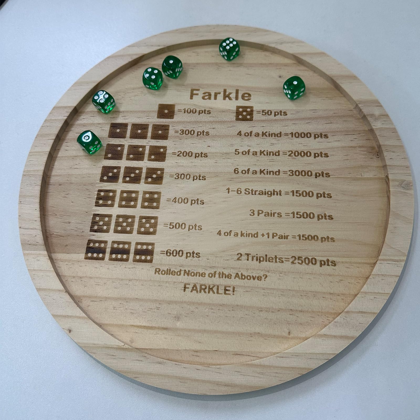 Würfeltablett aus Holz for Farkle Classic Würfelspiel, Farkle Würfeltablett, Würfeltablett Fun Spots Würfelspiel for Würfelbrettspiele, Würfeltablett for Rollen for das Familienparty-Reisespiel / 181