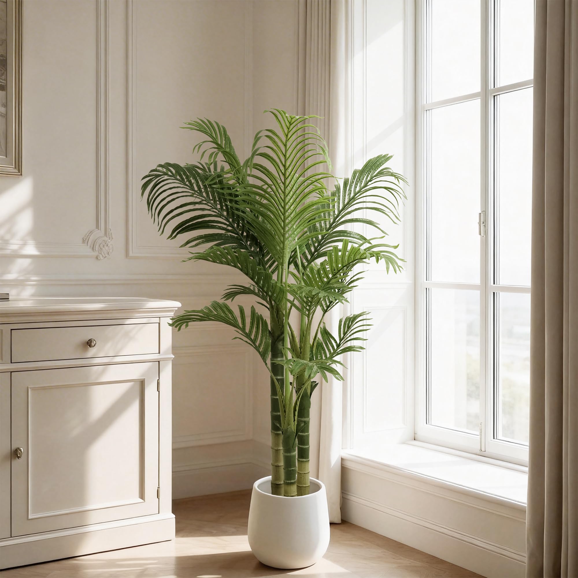 Palmier Artificiel, Grande Plante Artificielle Interieur Arbre Artificiel Exterieur Plante Fausse Tropicale en Pot, Décoration pour Salon, Jardin