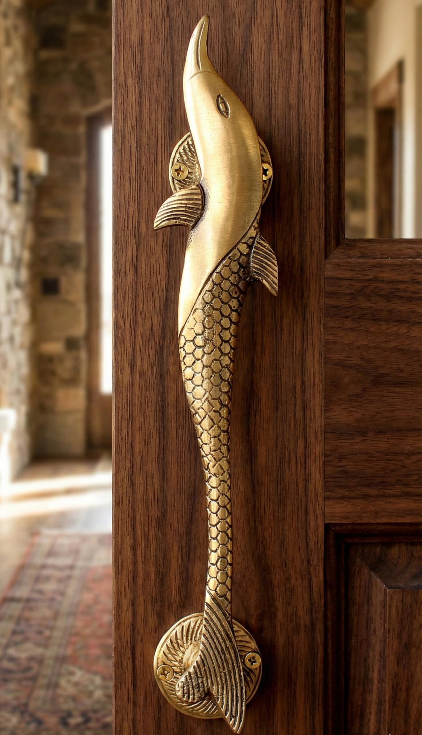 eSplanade - Maniglia per Porta in Ottone di Design da 12" Delfino - Pezzo Singolo | Decorazioni per la Casa e Porte