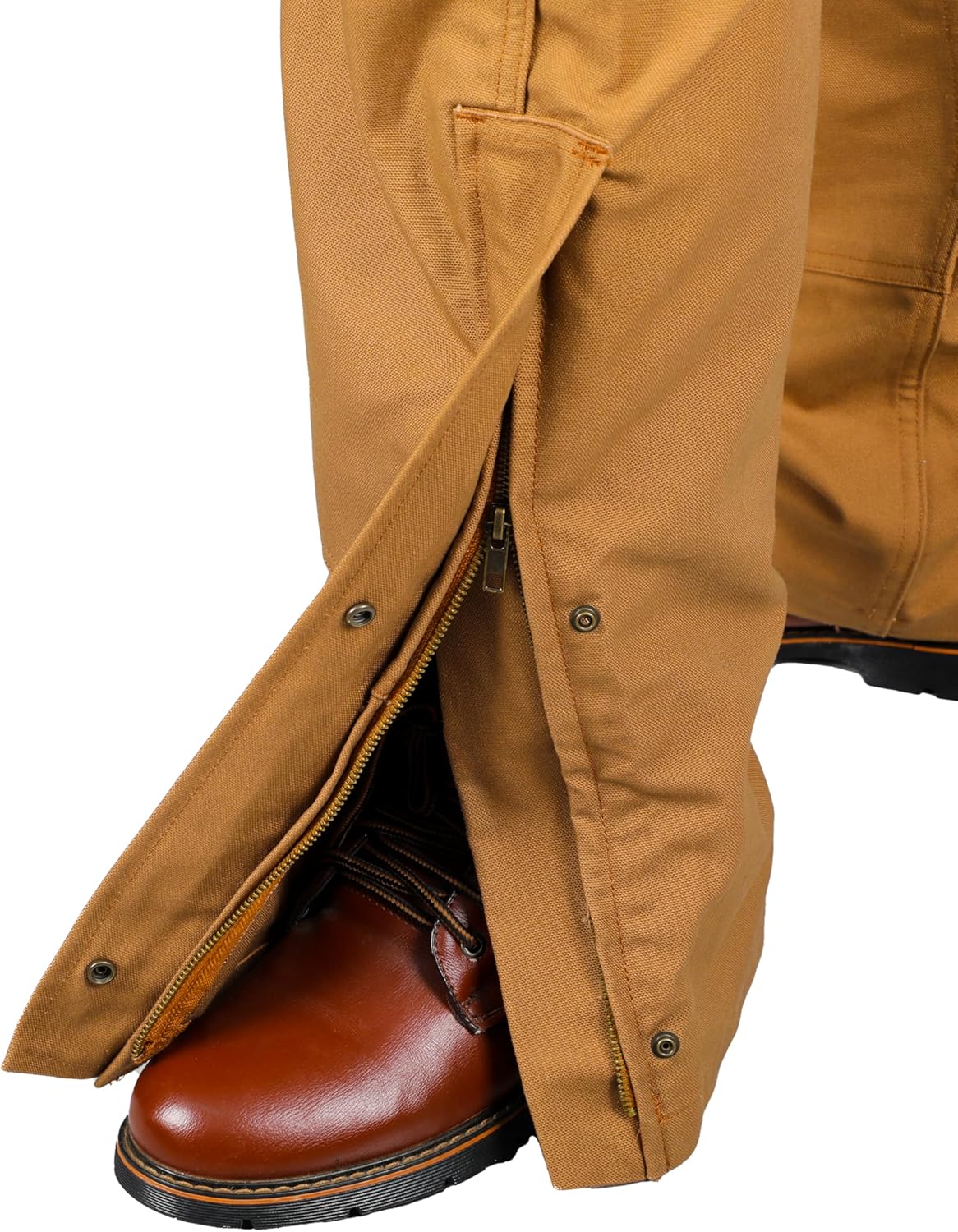 BOCOMAL Men's FR Bib Overalls Duck Canvas Leg Zipper Fire Resistant/Flame Resistant Workwear Relaxed Fit Unlined