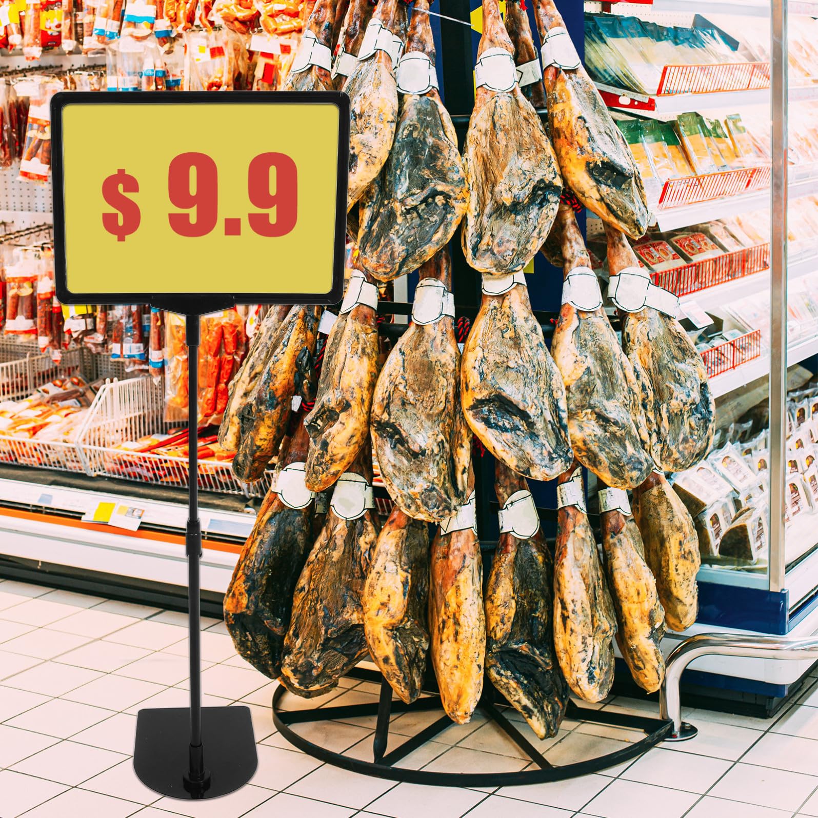 Supporti per Cartelli da Pavimento Piedistallo Regolabile 8X12 Pollici Porta Cartellini Prezzi per Offerte Promozionali e Negozi