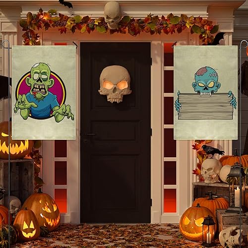 Miniatura 6 de PLULON 8 banderas de arpillera en blanco, banderas de jardín en blanco de 12 x 18 pulgadas, bandera de jardín de arpillera para patio, jardín,