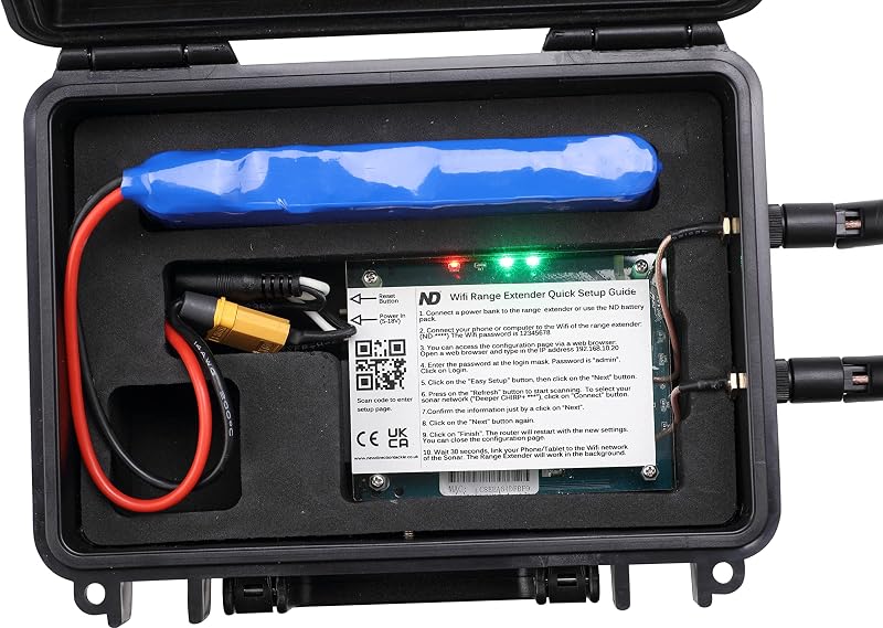 New Direction Tackle WiFi Szonár Jelerősítő 2 - Mobil Halradar Hatótávnövelő, Kis Méretű Változat, Etetőhajóhoz Kompatibilis