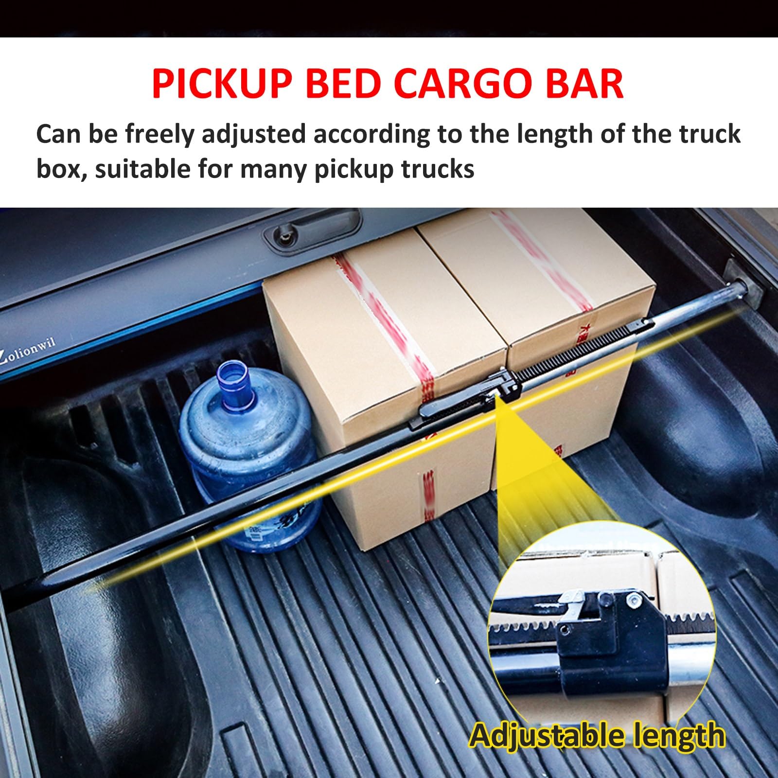 Barra di Carico for Cassone di un Pick-up, Barra di Carico Telescopica, Capacità di 660 Libbre, Barra di Carico Scorrevole for Cassone di un Pick-up, SUV