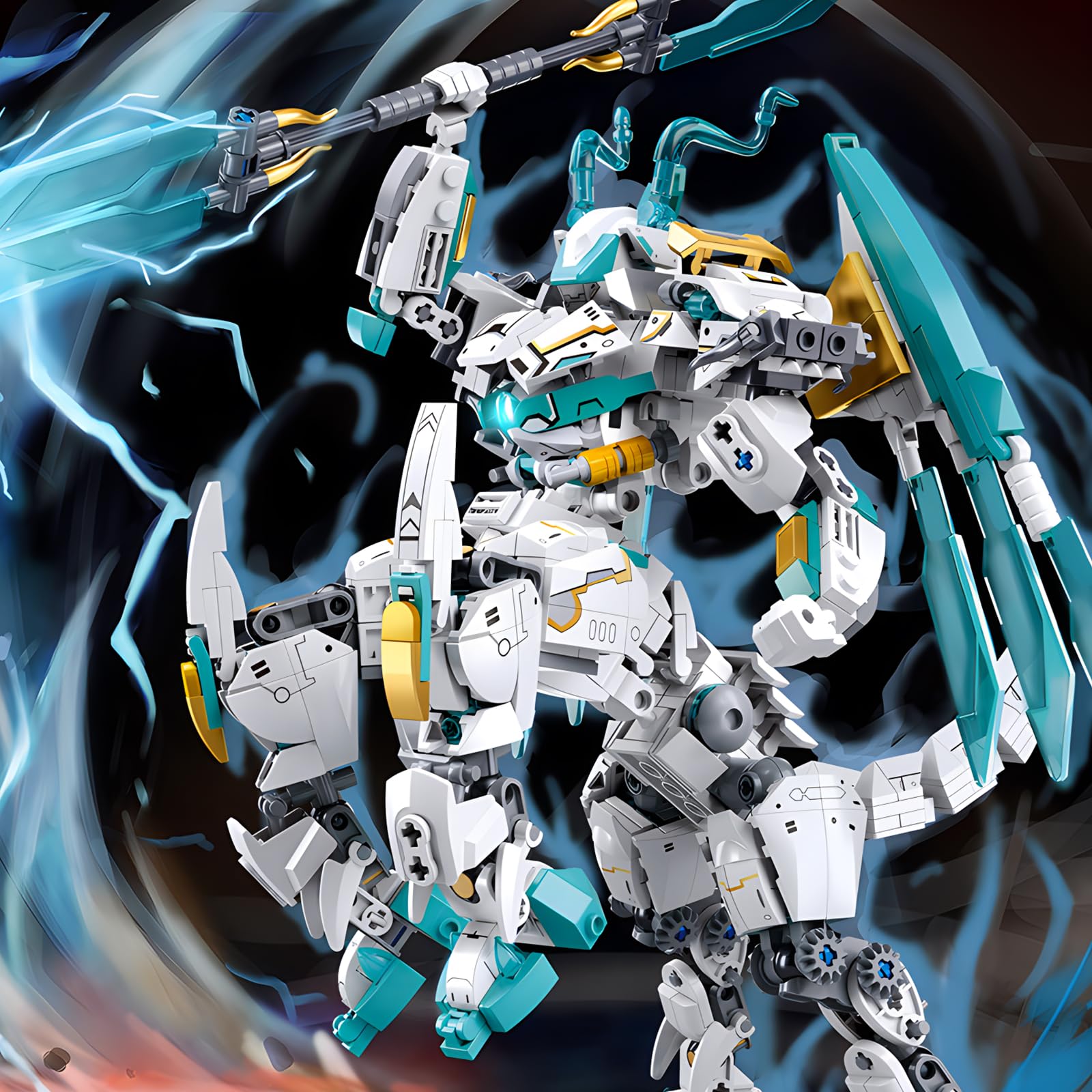 Set Di Costruzioni Drago Verde Samurai Mech Con Lancia - 704 Pezzi, Ispirato Al Mitico Qinglong, Giocattolo Per Bambini E Adulti 8+ Anni - 5