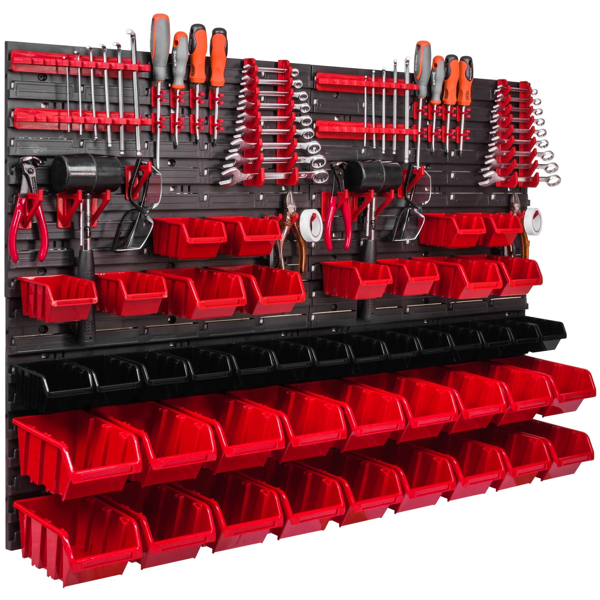 Staffa da parete 1152 x 780 mm, supporti per attrezzi, 44 pezzi Scaffale impilabile per riporre oggetti, ripiani a parete extra forti, scaffale espandibile, per officina, magazzino, officina