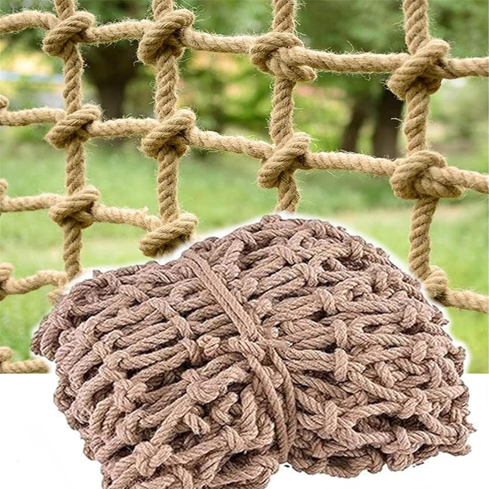 Lwjsocp Heavy Duty Jute Hemp Rope Net For Kids & Pets Safety, Versatile Decorative Rope Ladder, Stairs Fence Railing & Garden Playground Protection, 23X23ft / 7X7m