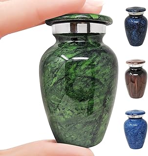 Small Keepsake Cremation Urn for Ashes | Keep Your Loved Ones Memory Close | Elegant Everlasting Tribute | Mini Personal Memorial for Remains, Hair, Dried Flowers, Sacred Earth | Threaded Lid | Green