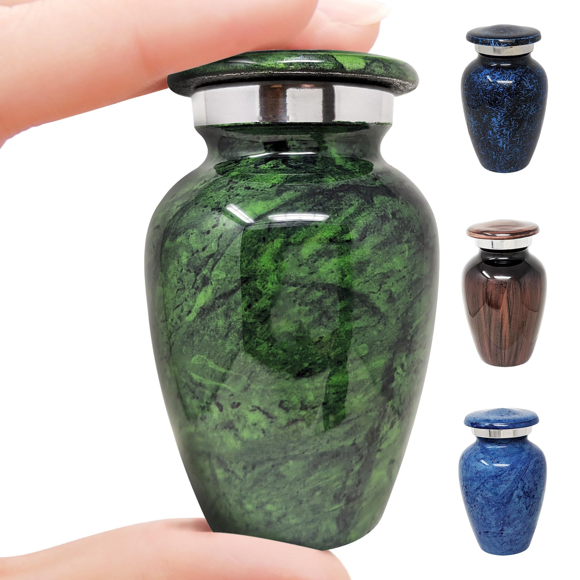 Lacerta Green Small Aluminum Keepsake Cremation Urn | Choose From 4 Unique Colors | Mini Metal Sharing Personal Funeral Urn for Pet or Human Ashes | Create Your Own Assortment