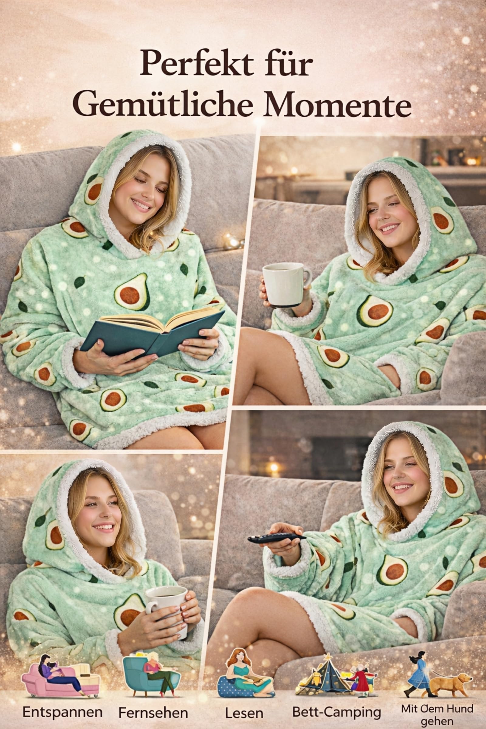 Sudadera con capucha de gran tamaño, manta de franela con mangas y bolsillo frontal, para adultos, mujeres, hombres, adolescentes, amigos, talla única