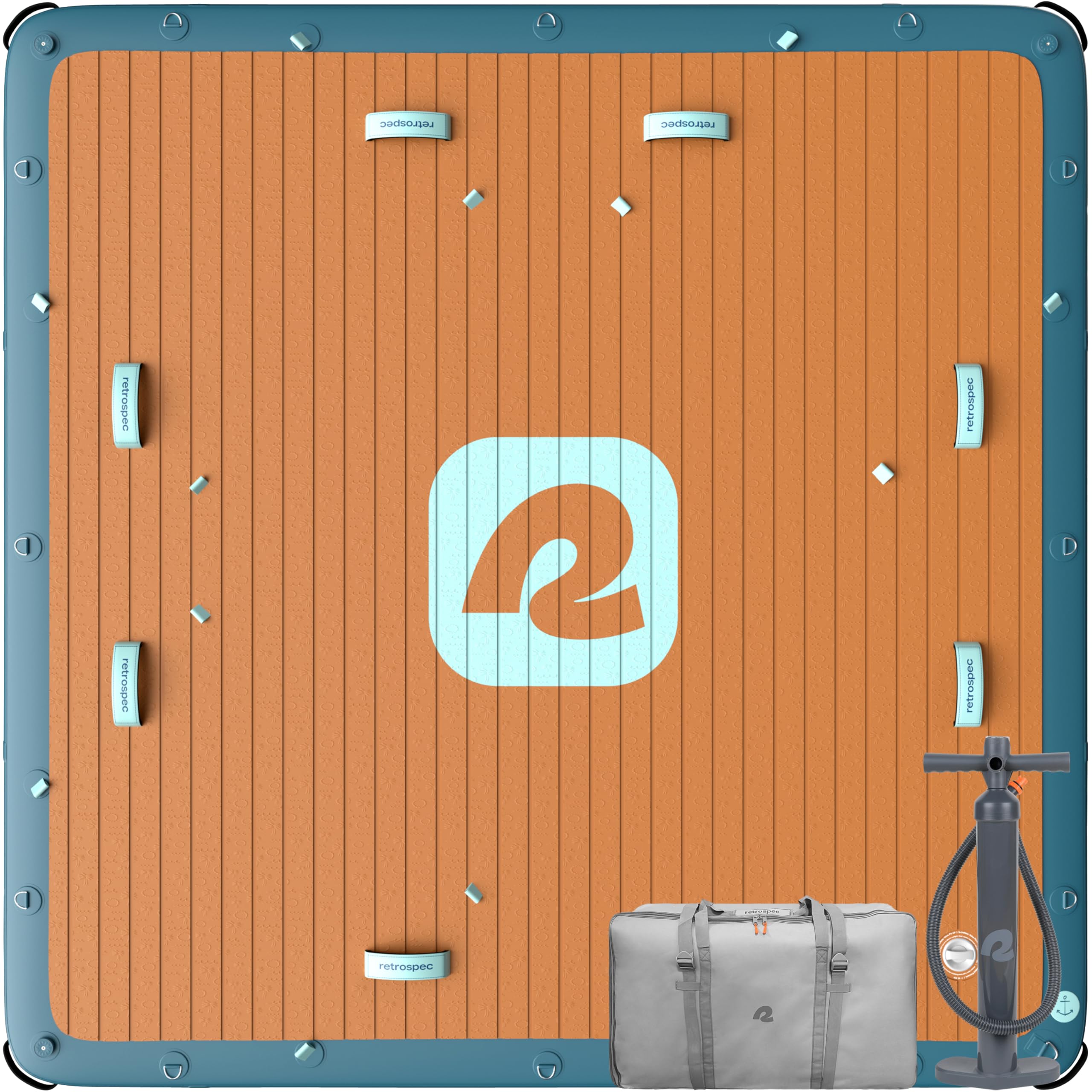 Retrospec Siesta Dock 7' Inflatable Floating Platform | Water Dock for Lakes, Pools, Boating - Portable Multi-Person Dock Floating Island Raft with Dual-Action Pump & Carrying Bag