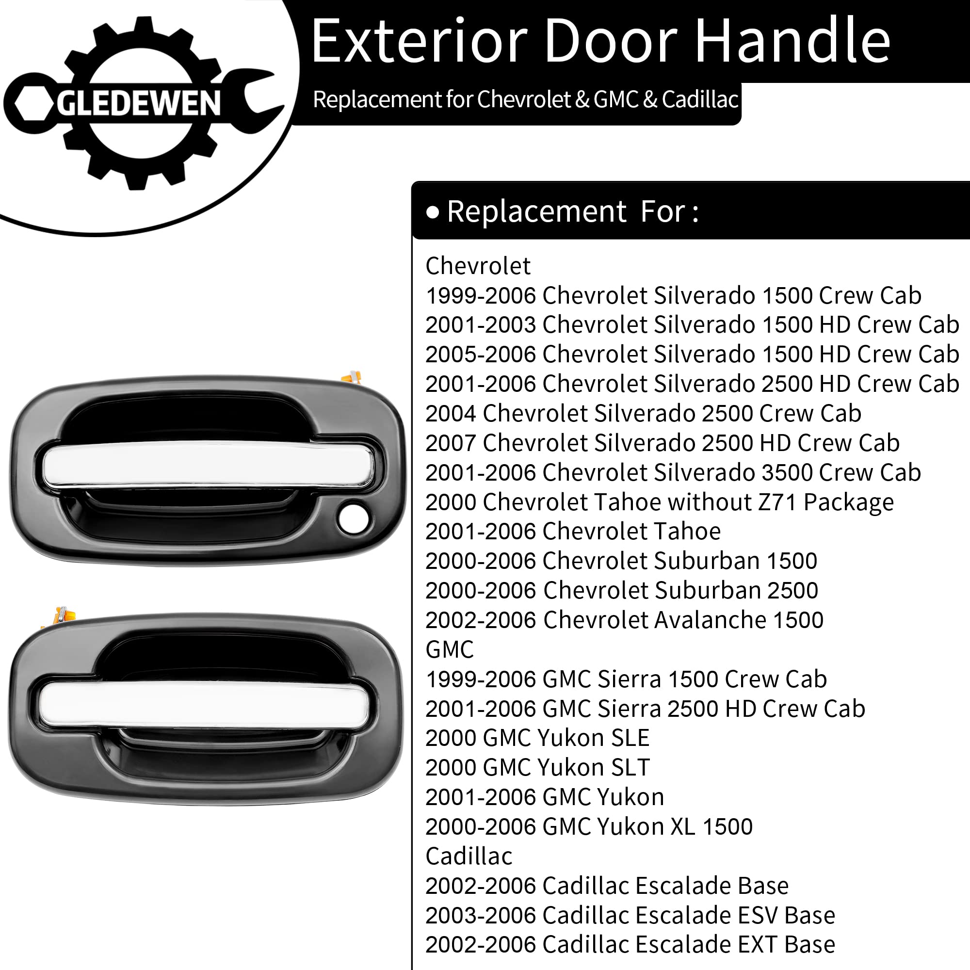 1999-2007 Chevy Silverado Front Door Handle RH, All Chrome, W/o Keyhol - Foto 7