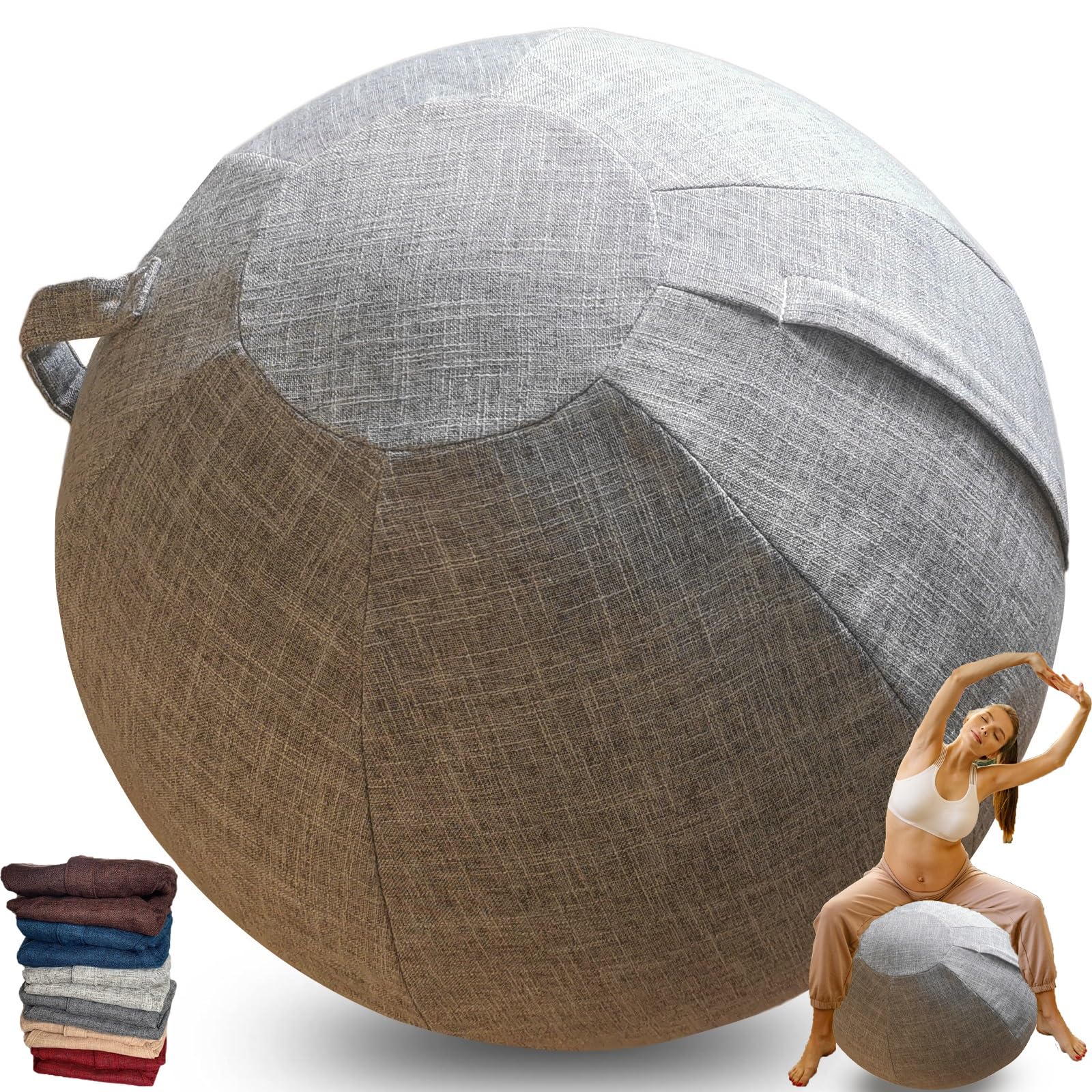 Protective Cover For Exercise Ball 55cm 65cm, Ball Chair Covers, Foldable Seat Balls Fabric Cover Lightweight Yoga Ball Cover Sitting Ball Covers With Handle Puncture Dust Cover ( Color : Grey , Size