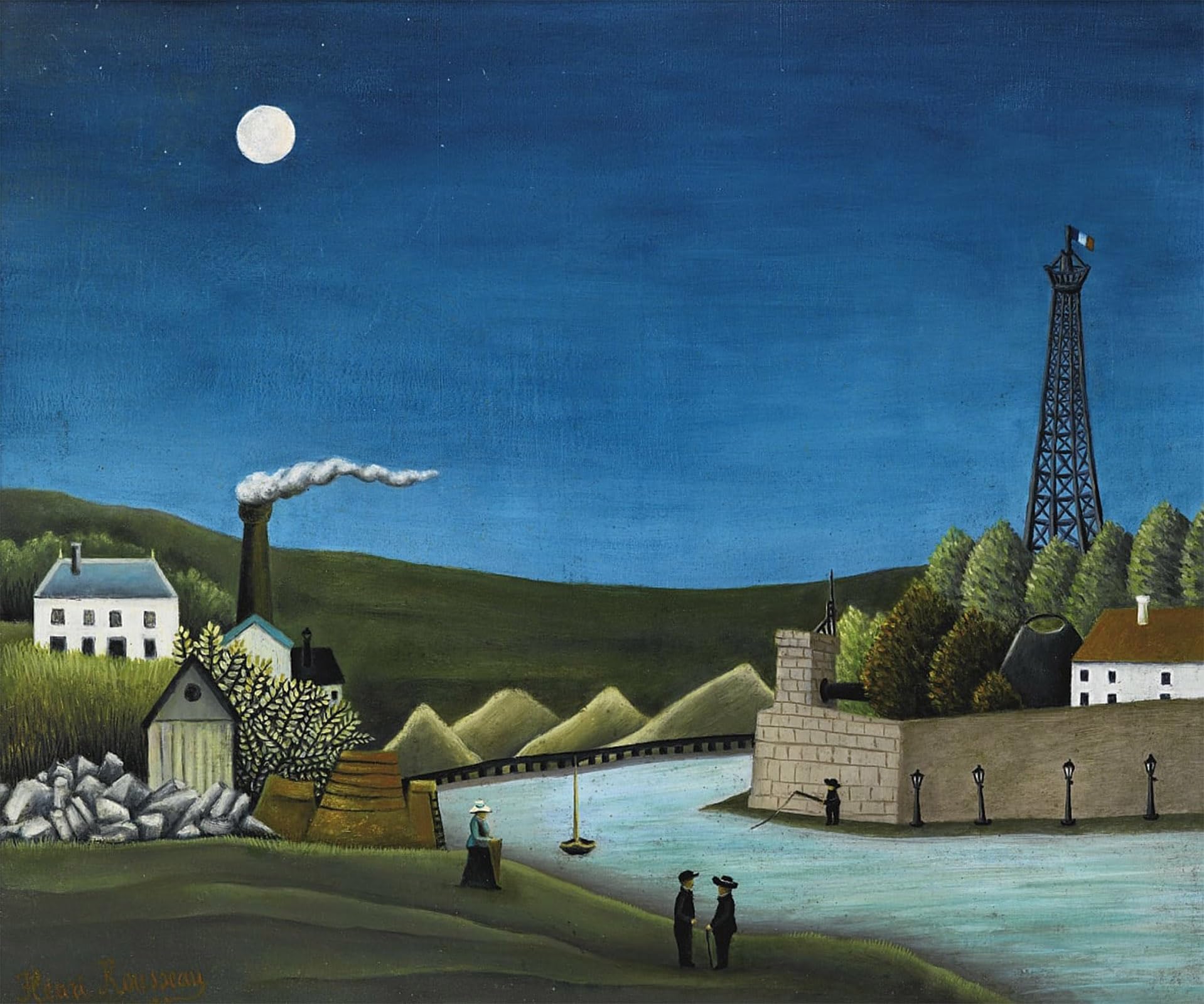 SERENDIPITP Retro Picture Poster Wall Art Pictures Painting the Seine At Suresnesl by Henri Rousseau Wall Art Canvas Print for Wall Decor 60x90cm