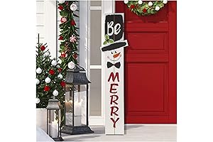 Glitzhome 42" H Wooden Welcome Sign Snowman Vertical Porch Sign Farmhouse Merry...