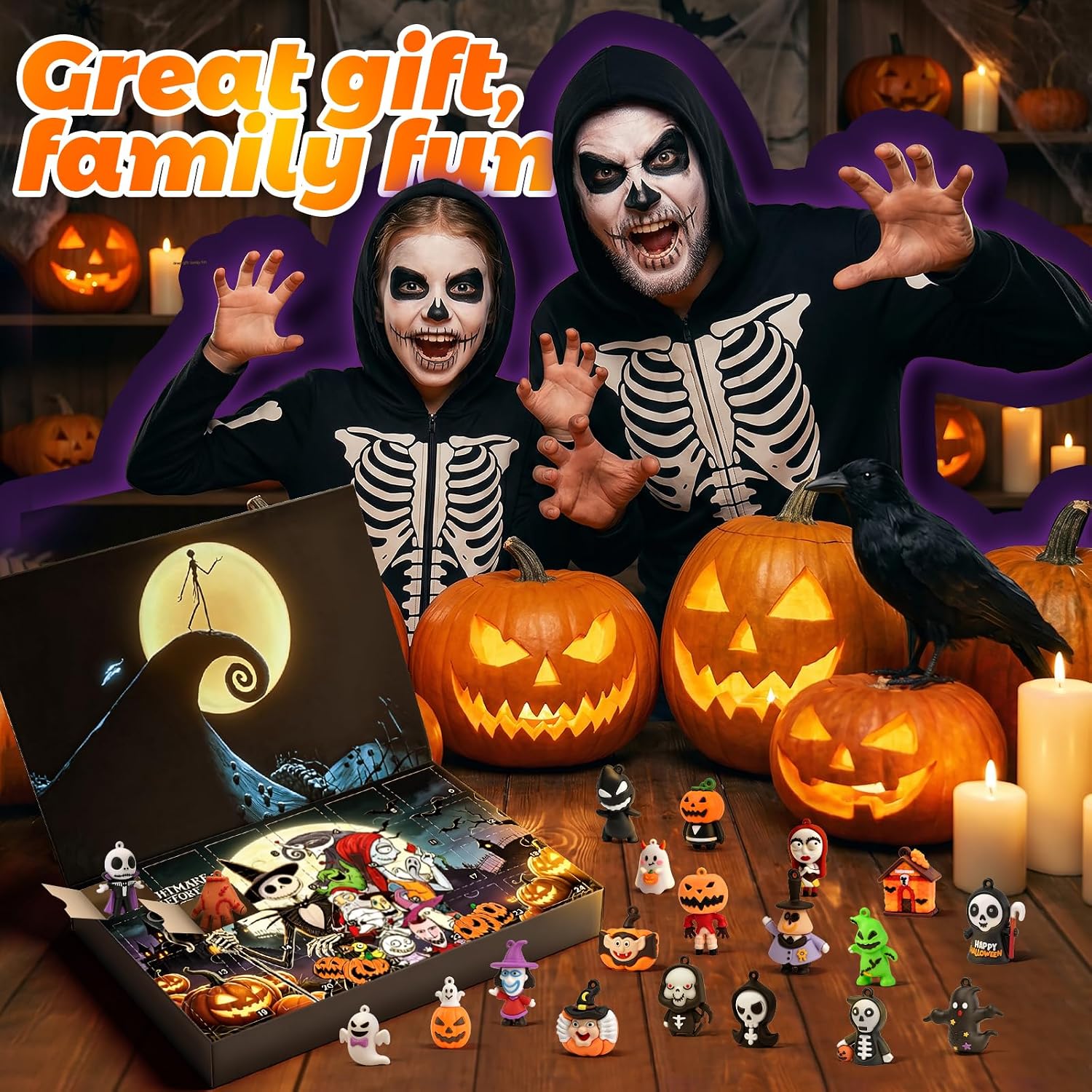 Halloween Advent Calendar 2026, Party Favors Decoration Gifts for Kids Halloween Ornaments with 24 Pop Collectible Figures, Spooky Doll Figurines for Adults Boys Girls 24 Days Count Down Calendar