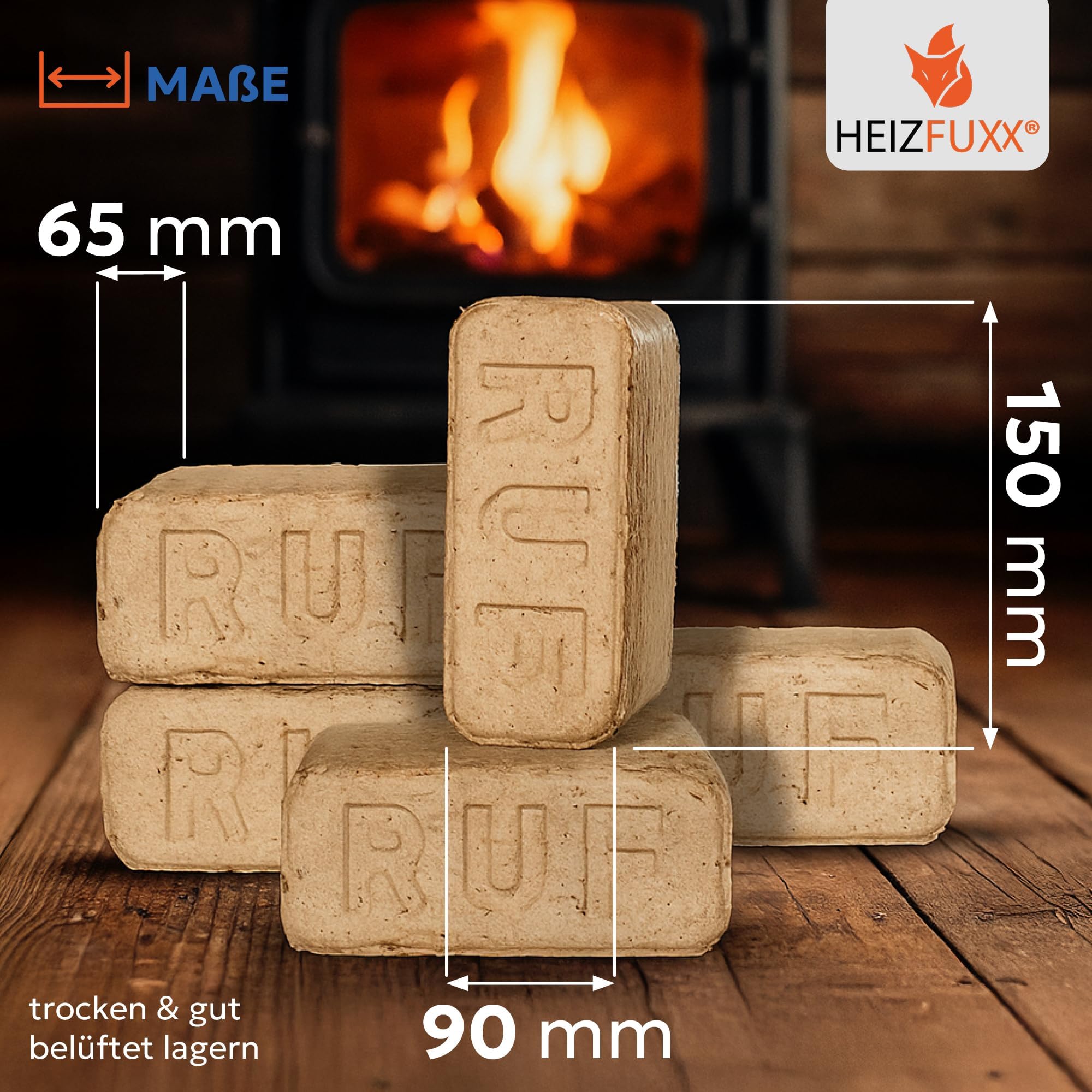 HEIZFUXX RUF Original Blue Holzbriketts Weichholz 960 kg (96 x 10 kg) 1 Palette