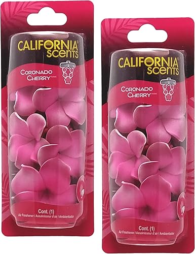 Miniatura 1 de California Scents Collar perfumado, el Lei perfecto para tu automóvil, ambientador colgante de flores (2 paquetes, cereza coronado)