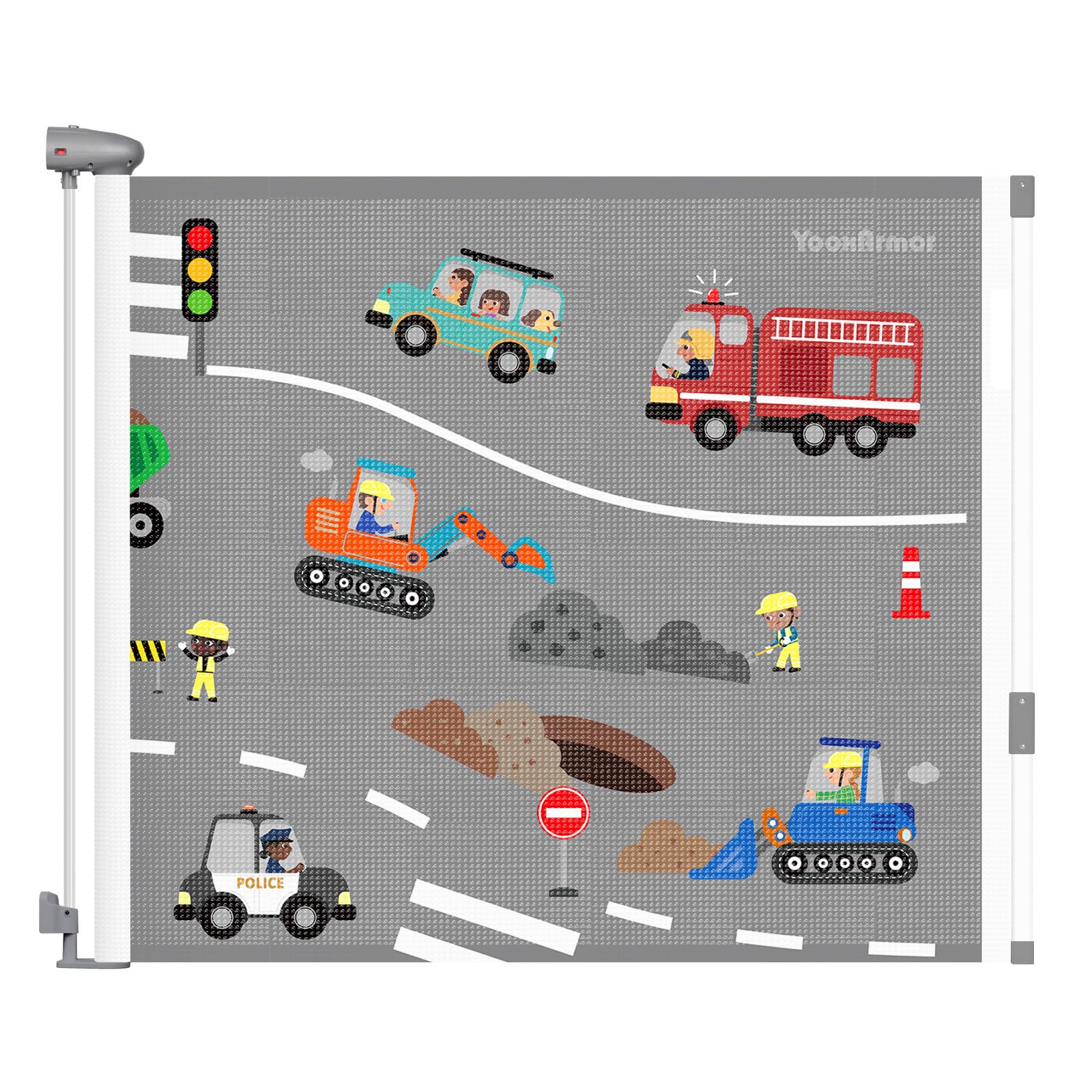 YooxArmor Retractable Gates for Stairs, Mesh Dog Gate for The House, Wide Pet Gate 34" Tall, Extends to 71" Wide, Long Safety Gates for Doorways, Hallways, Cat Gate Indoor/Outdoor (Car)