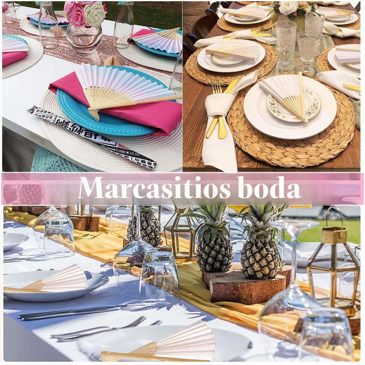 Gudotra 60 abanicos blancos boda para la bolsa de la boda abanicos boda