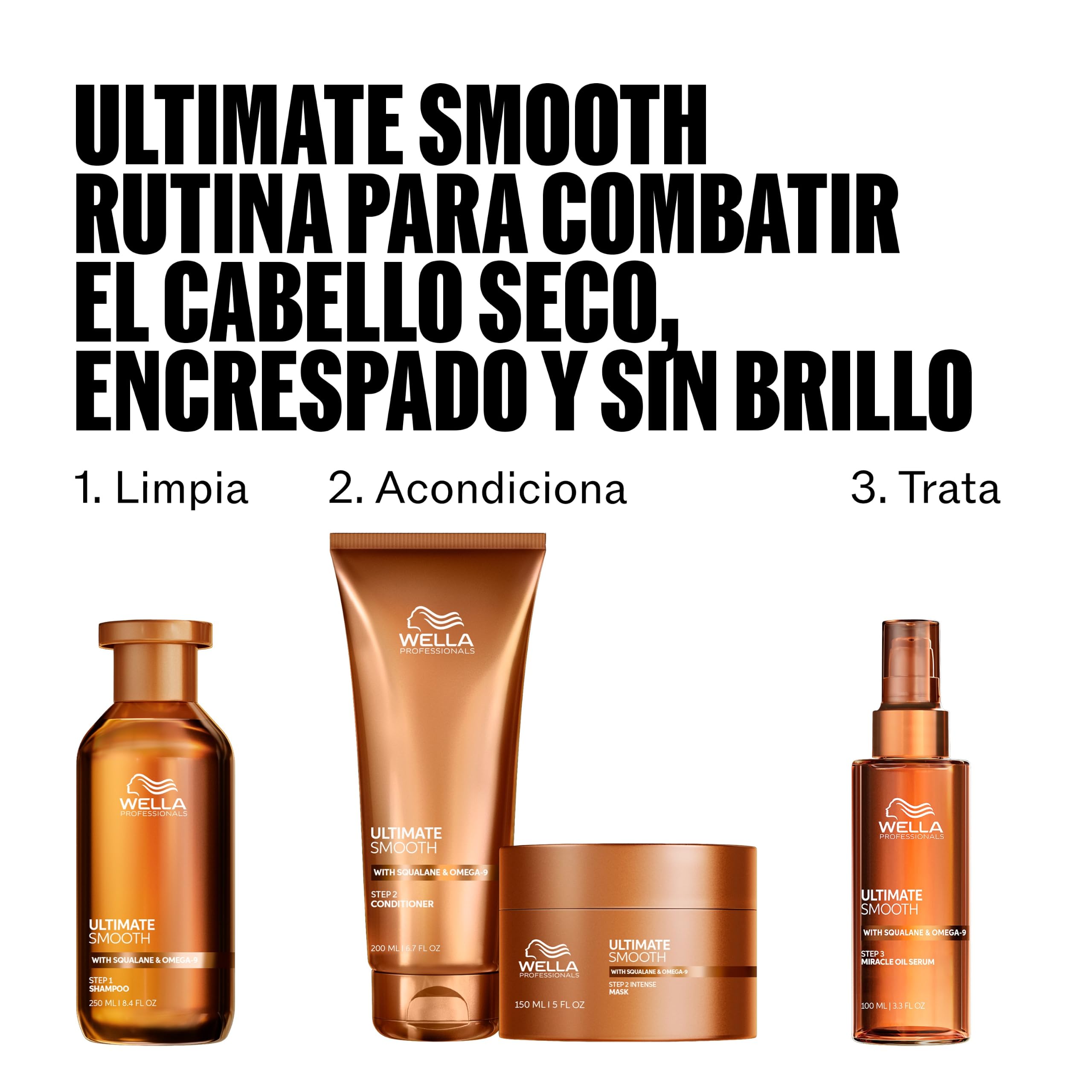 Wella Professionals Ultimate Smooth Acondicionador - Tratamiento Acondicionador para el Cabello - Escualano y Omega 9 - Cabello Seco, Apagado y Encrespado (1L)