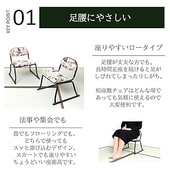 和室用 幅42×奥行30×高さ60cm 背付き和座敷座椅子　4点セット Amazon.co.jp: ビータ(Vita) 背付き和座敷座椅子 ブラウン 1脚