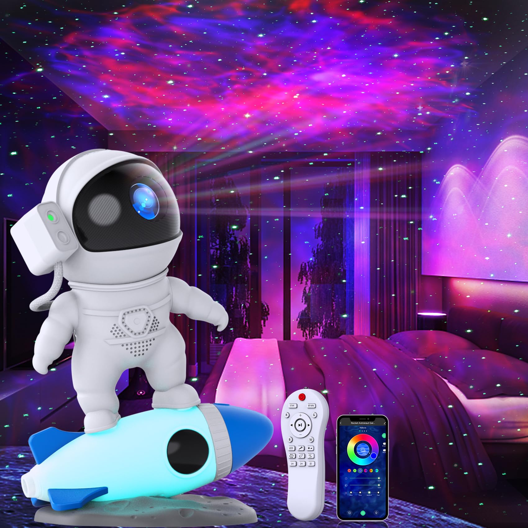Star Projector Galaxy Night Light - Astronaut Space Projector, Starry Nebula Ceiling LED Lamp with Nebula,Timer and Remote Control, Bedroom and Ceiling Projector, Best Gifts for Children and Adults