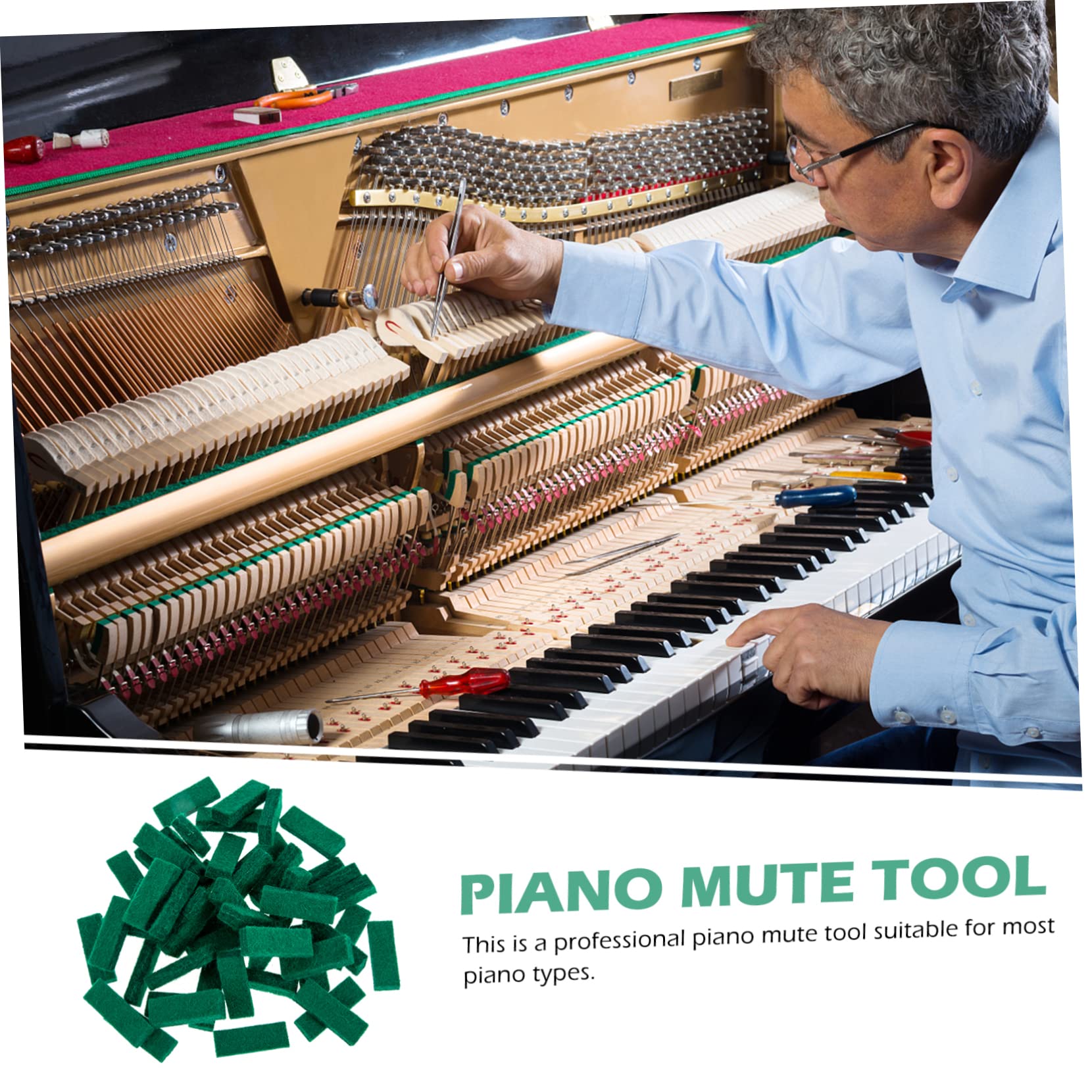 BESPORTBLE 50Pcs Piano Felt Tuning Tool Kit Portable Piano Felt Maintenance Premium Blocks for Professional Tuner Easy Installation with Strong Skid Ability