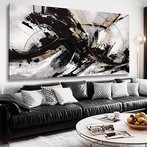 Abstract Wall Art for Living Room Canvas Wall Decor Large Artwork Black And Gold Wall Decorations Black Pictures for Wall 29