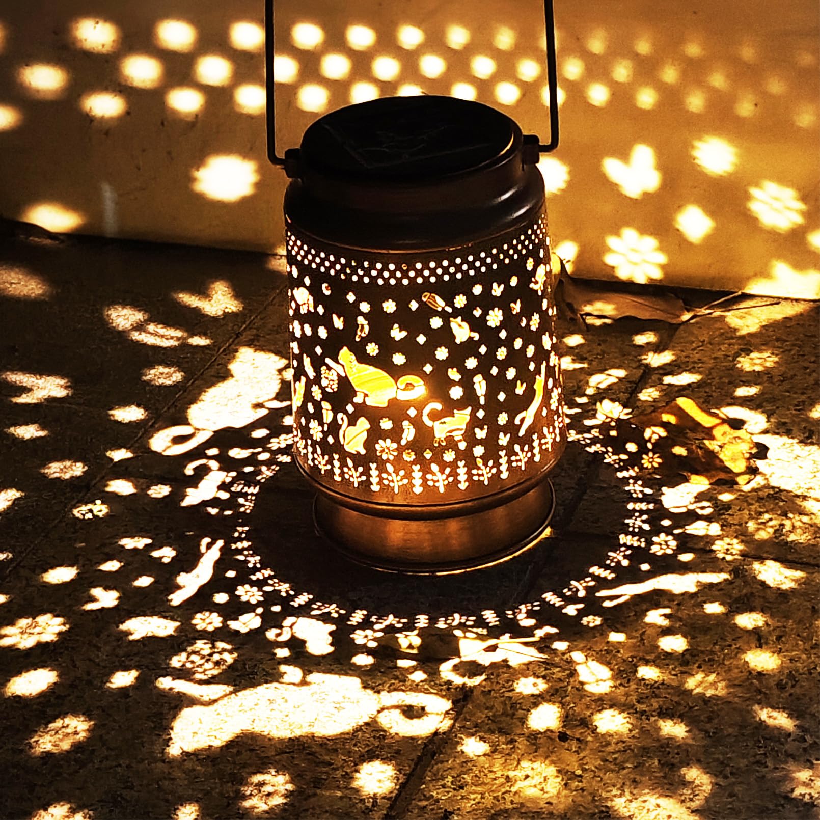 Solar Lanterns Outdoor Waterproof, Garden Decor Metal High Brightness LED Light, Solar Hanging Lantern for Garden,Yard,Patio,Lawn (Cat) - Image 3